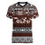 Bula Fiji Women V Neck T Shirt Fijian Tapa Masi With Hibiscus Flowers LT14 Female Brown - Polynesian Pride