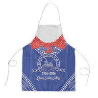 Queen Salote College 100 Years Personalized Apron Tonga QSC Heilala Lei Blue Ngatu Pattern