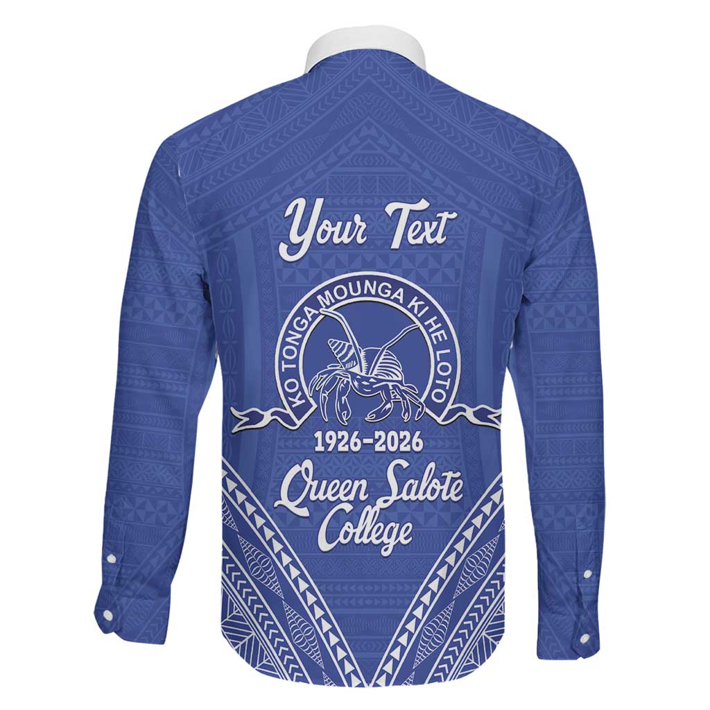 Queen Salote College 100 Years Personalized Family Matching Tank Maxi Dress and Hawaiian Shirt Tonga QSC Heilala Lei Blue Ngatu Pattern LT14 - Polynesian Pride