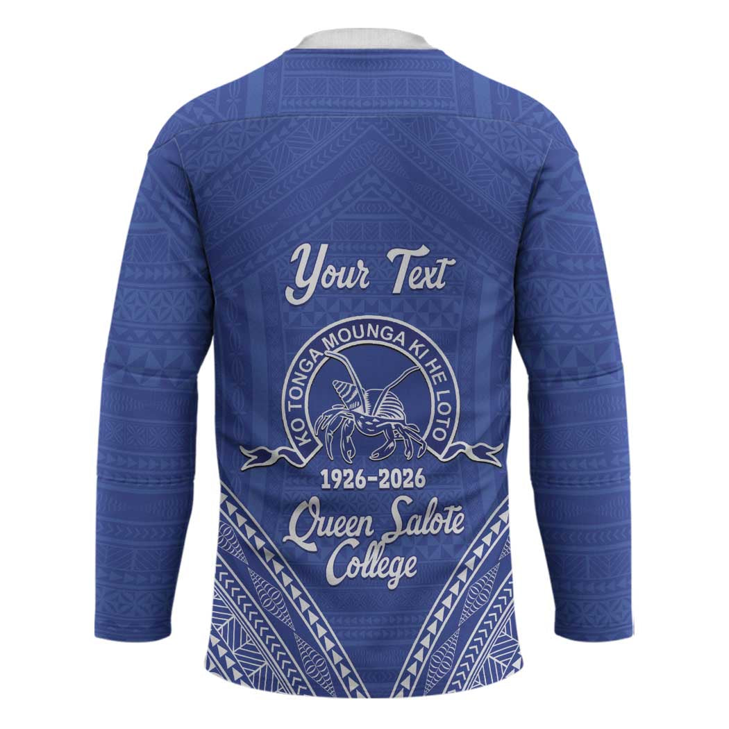 Queen Salote College 100 Years Personalized Hockey Jersey Tonga QSC Heilala Lei Blue Ngatu Pattern LT14 - Polynesian Pride