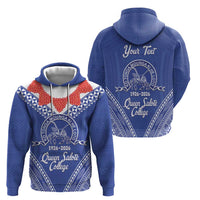 Queen Salote College 100 Years Personalized Hoodie Tonga QSC Heilala Lei Blue Ngatu Pattern LT14 - Polynesian Pride