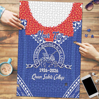 Queen Salote College 100 Years Personalized Puzzle Tonga QSC Heilala Lei Blue Ngatu Pattern