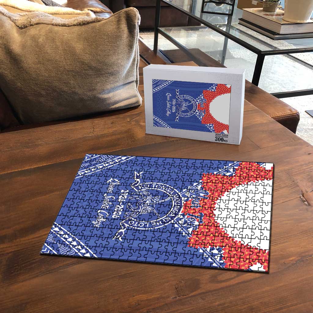 Queen Salote College 100 Years Personalized Puzzle Tonga QSC Heilala Lei Blue Ngatu Pattern