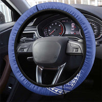 Queen Salote College 100 Years Steering Wheel Cover Tonga QSC Heilala Lei Blue Ngatu Pattern LT14 - Polynesian Pride
