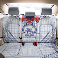Queen Salote College 100 Years Personalized Back Car Seat Cover Tonga QSC Heilala Lei White Ngatu Pattern LT14 - Polynesian Pride