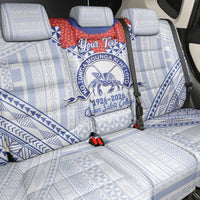 Queen Salote College 100 Years Personalized Back Car Seat Cover Tonga QSC Heilala Lei White Ngatu Pattern LT14 - Polynesian Pride