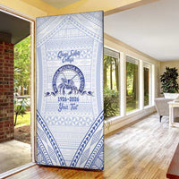 Queen Salote College 100 Years Personalized Door Cover Tonga QSC Heilala Lei White Ngatu Pattern