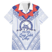 Queen Salote College 100 Years Personalized Family Matching Long Sleeve Bodycon Dress and Hawaiian Shirt Tonga QSC Heilala Lei White Ngatu Pattern