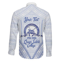 Queen Salote College 100 Years Personalized Family Matching Mermaid Dress and Hawaiian Shirt Tonga QSC Heilala Lei White Ngatu Pattern
