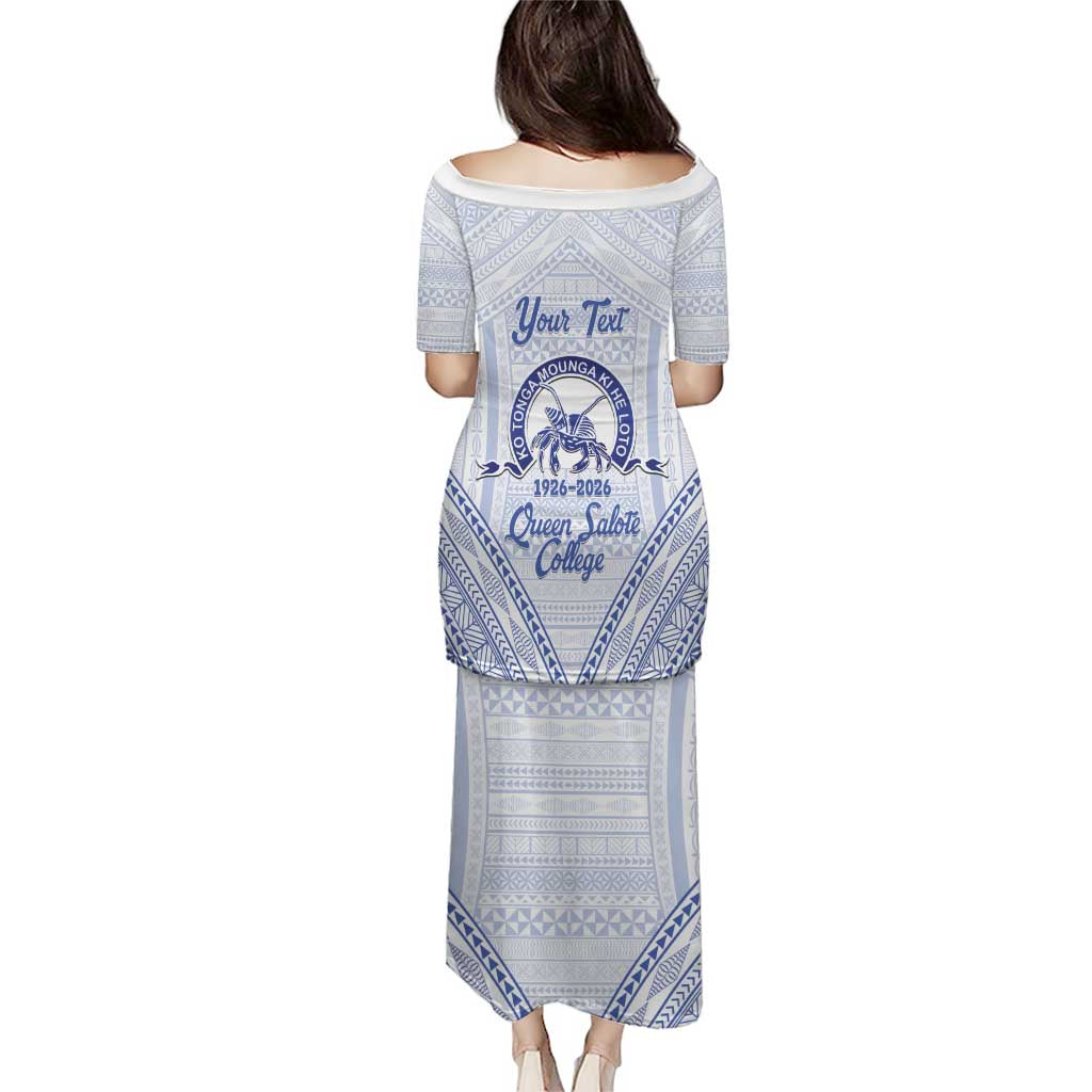 Queen Salote College 100 Years Personalized Family Matching Puletasi and Hawaiian Shirt Tonga QSC Heilala Lei White Ngatu Pattern