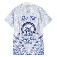 Queen Salote College 100 Years Personalized Family Matching Summer Maxi Dress and Hawaiian Shirt Tonga QSC Heilala Lei White Ngatu Pattern