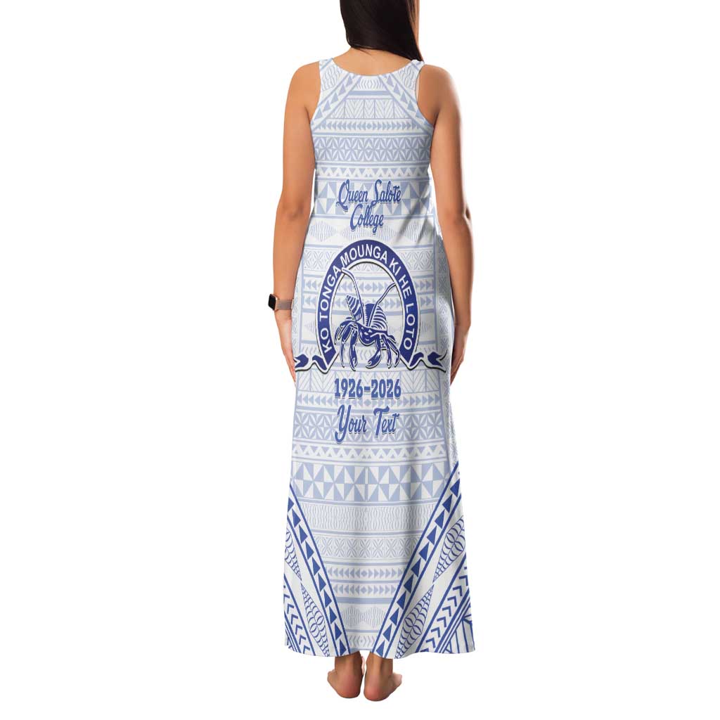Queen Salote College 100 Years Personalized Family Matching Tank Maxi Dress and Hawaiian Shirt Tonga QSC Heilala Lei White Ngatu Pattern