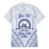 Queen Salote College 100 Years Personalized Hawaiian Shirt Tonga QSC Heilala Lei White Ngatu Pattern LT14 - Polynesian Pride