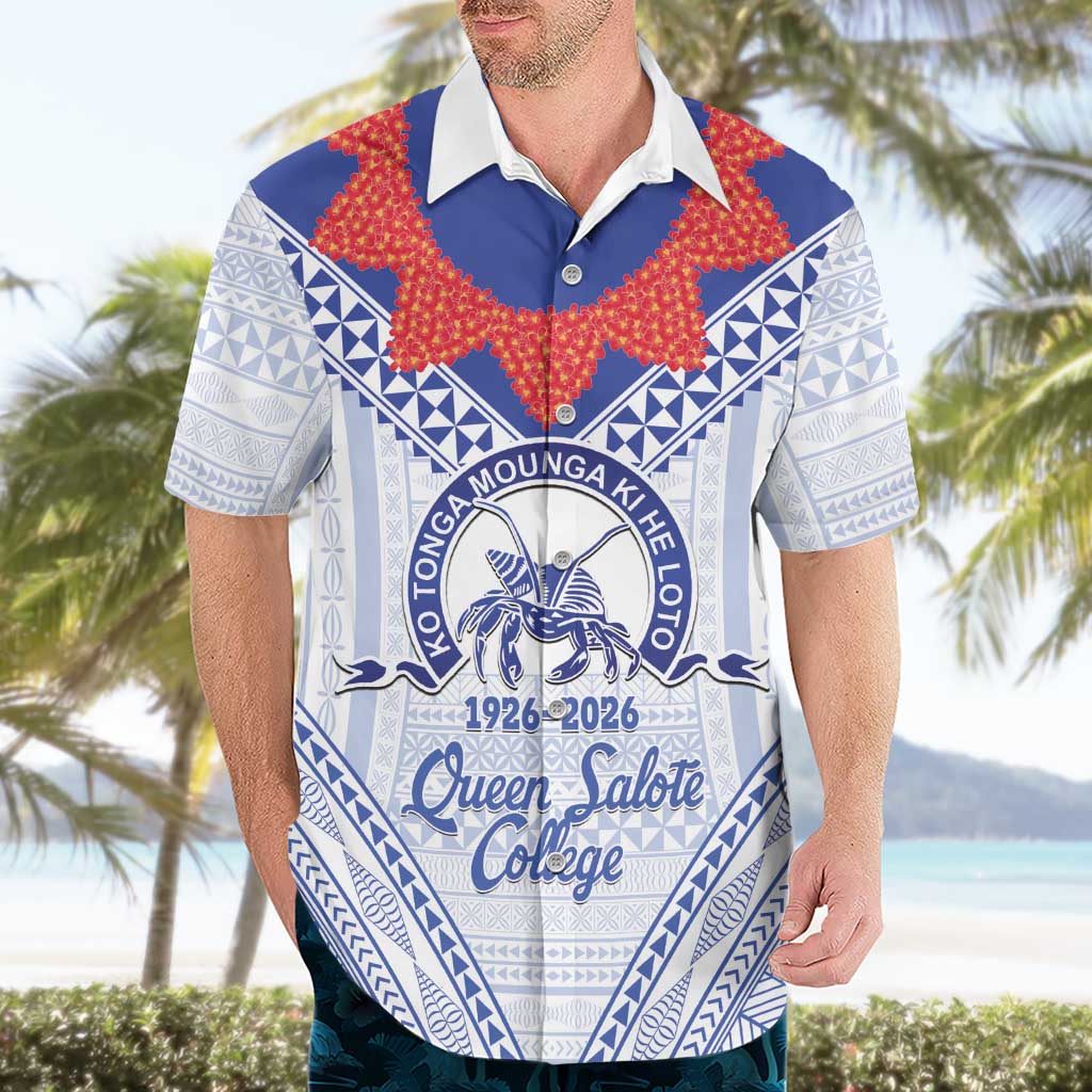 Queen Salote College 100 Years Personalized Hawaiian Shirt Tonga QSC Heilala Lei White Ngatu Pattern LT14 - Polynesian Pride
