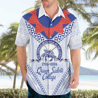 Queen Salote College 100 Years Personalized Hawaiian Shirt Tonga QSC Heilala Lei White Ngatu Pattern LT14 - Polynesian Pride
