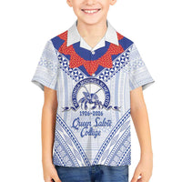 Queen Salote College 100 Years Personalized Hawaiian Shirt Tonga QSC Heilala Lei White Ngatu Pattern LT14 - Polynesian Pride