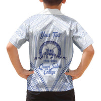 Queen Salote College 100 Years Personalized Hawaiian Shirt Tonga QSC Heilala Lei White Ngatu Pattern LT14 - Polynesian Pride