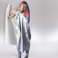 Queen Salote College 100 Years Personalized Hooded Blanket Tonga QSC Heilala Lei White Ngatu Pattern