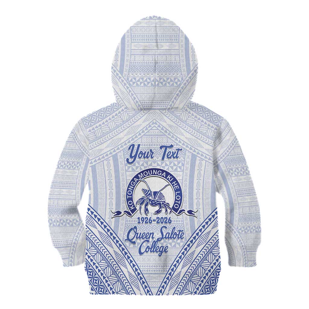 Queen Salote College 100 Years Personalized Kid Hoodie Tonga QSC Heilala Lei White Ngatu Pattern LT14 - Polynesian Pride