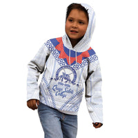 Queen Salote College 100 Years Personalized Kid Hoodie Tonga QSC Heilala Lei White Ngatu Pattern LT14 - Polynesian Pride