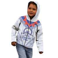 Queen Salote College 100 Years Personalized Kid Hoodie Tonga QSC Heilala Lei White Ngatu Pattern LT14 - Polynesian Pride