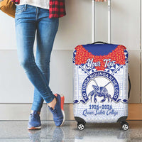 Queen Salote College 100 Years Personalized Luggage Cover Tonga QSC Heilala Lei White Ngatu Pattern LT14 - Polynesian Pride
