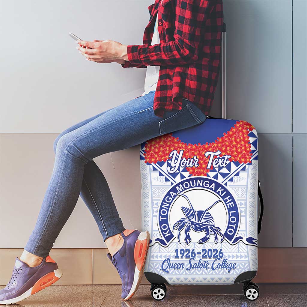 Queen Salote College 100 Years Personalized Luggage Cover Tonga QSC Heilala Lei White Ngatu Pattern LT14 - Polynesian Pride