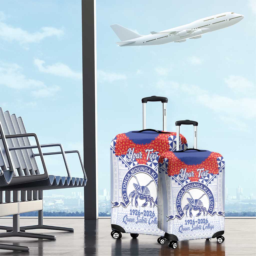 Queen Salote College 100 Years Personalized Luggage Cover Tonga QSC Heilala Lei White Ngatu Pattern LT14 - Polynesian Pride