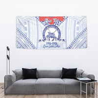 Queen Salote College 100 Years Personalized Tapestry Tonga QSC Heilala Lei White Ngatu Pattern