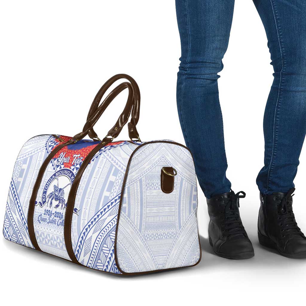 Queen Salote College 100 Years Personalized Travel Bag Tonga QSC Heilala Lei White Ngatu Pattern
