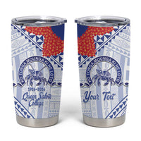 Queen Salote College 100 Years Personalized Tumbler Cup Tonga QSC Heilala Lei White Ngatu Pattern LT14 White - Polynesian Pride