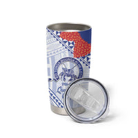 Queen Salote College 100 Years Personalized Tumbler Cup Tonga QSC Heilala Lei White Ngatu Pattern LT14 - Polynesian Pride