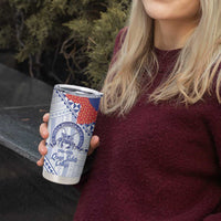 Queen Salote College 100 Years Personalized Tumbler Cup Tonga QSC Heilala Lei White Ngatu Pattern LT14 - Polynesian Pride
