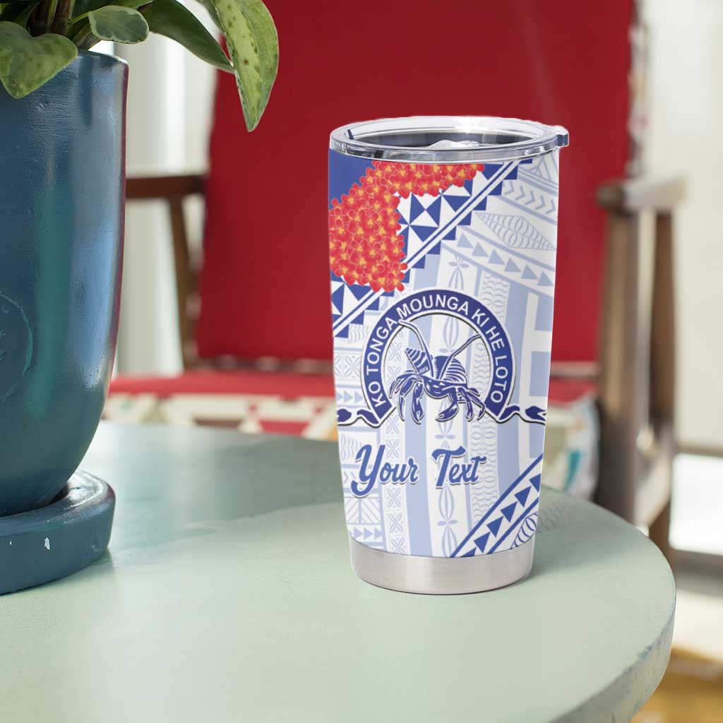 Queen Salote College 100 Years Personalized Tumbler Cup Tonga QSC Heilala Lei White Ngatu Pattern LT14 - Polynesian Pride