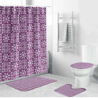 Poni Palaka Quilt Hawaii Bathroom Set Hawaiian Tropical Monstera Sea Turtle LT14 Bathroom Set (4 pcs) Purple - Polynesian Pride