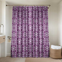 Poni Palaka Quilt Hawaii Bathroom Set Hawaiian Tropical Monstera Sea Turtle LT14 Shower Curtain Only Purple - Polynesian Pride