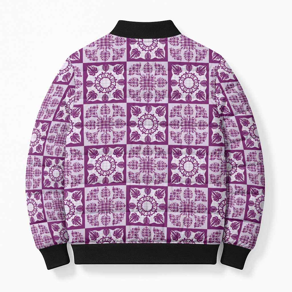 Poni Palaka Quilt Hawaii Bomber Puffer Jacket Hawaiian Tropical Monstera Sea Turtle LT14 - Polynesian Pride