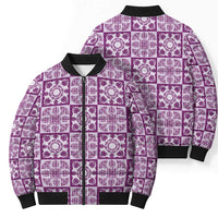 Poni Palaka Quilt Hawaii Bomber Puffer Jacket Hawaiian Tropical Monstera Sea Turtle LT14 - Polynesian Pride