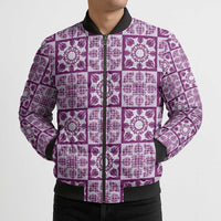 Poni Palaka Quilt Hawaii Bomber Puffer Jacket Hawaiian Tropical Monstera Sea Turtle LT14 - Polynesian Pride