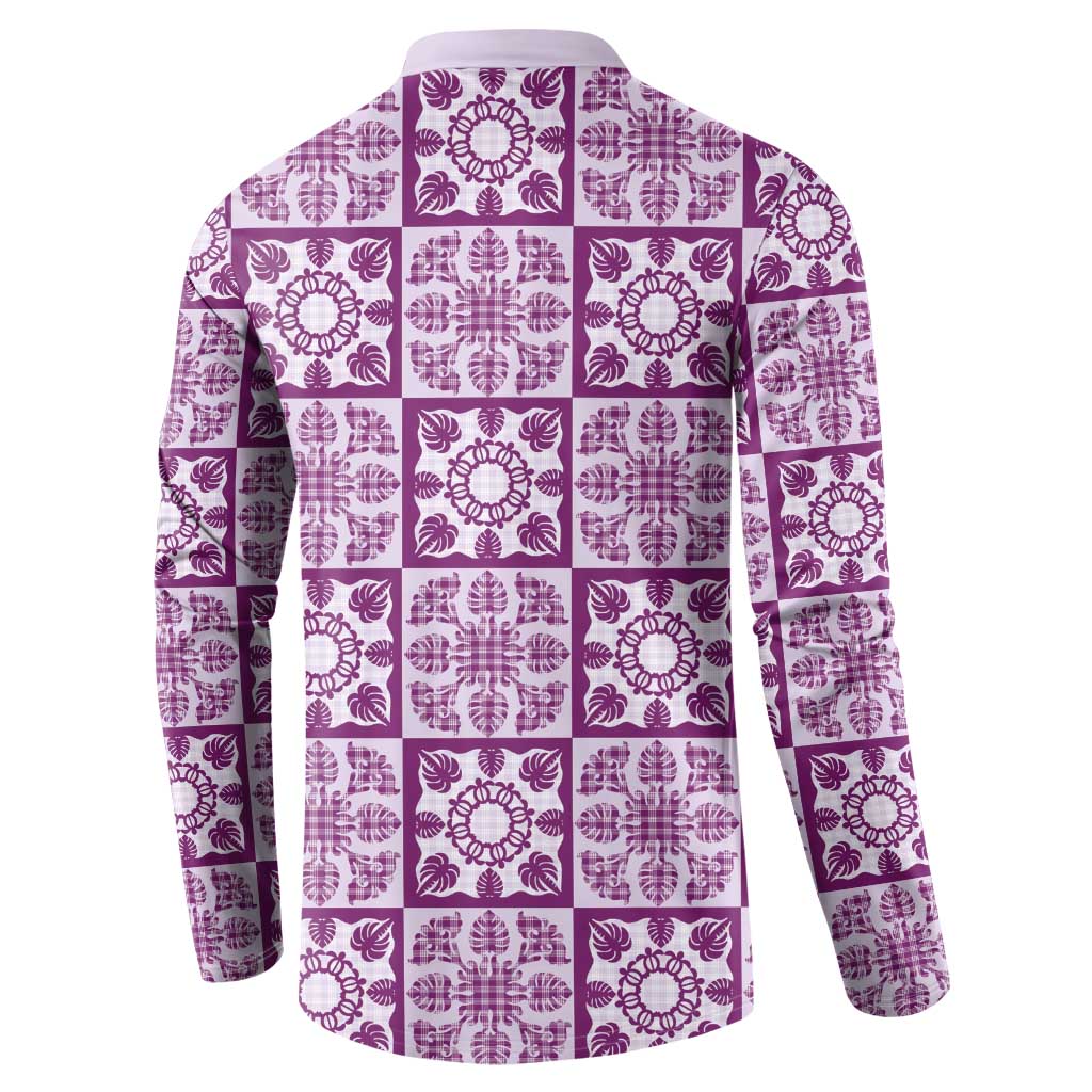 Poni Palaka Quilt Hawaii Button Sweatshirt Hawaiian Tropical Monstera Sea Turtle