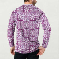 Poni Palaka Quilt Hawaii Button Sweatshirt Hawaiian Tropical Monstera Sea Turtle