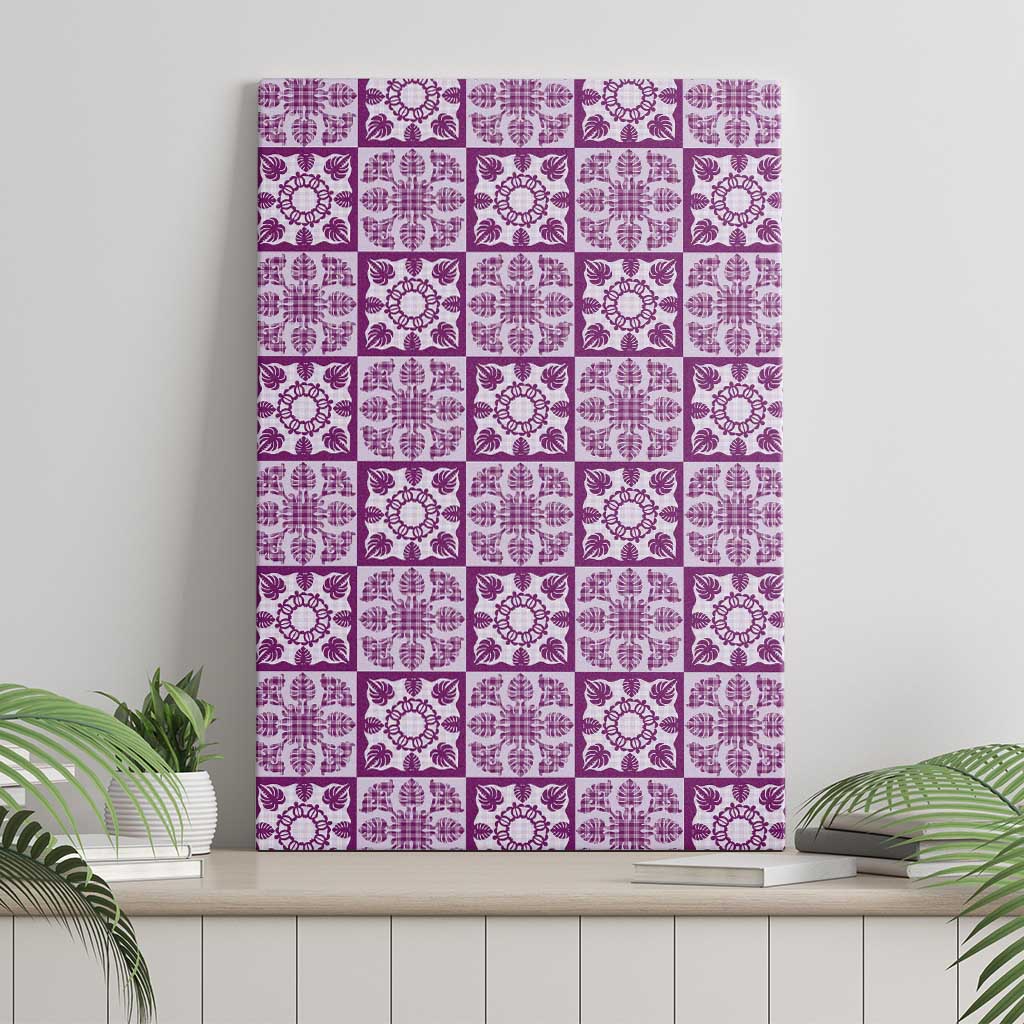 Poni Palaka Quilt Hawaii Canvas Wall Art Hawaiian Tropical Monstera Sea Turtle