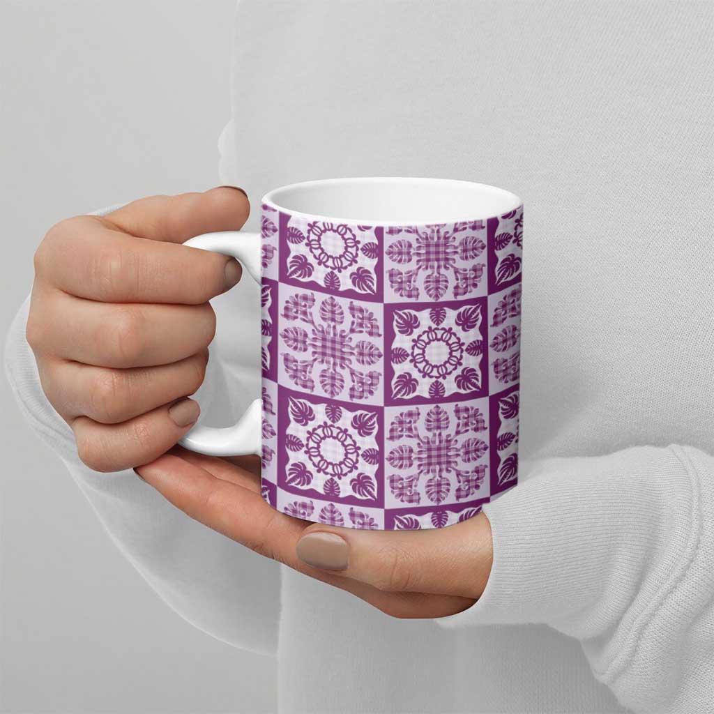 Poni Palaka Quilt Hawaii Ceramic Mug Hawaiian Tropical Monstera Sea Turtle