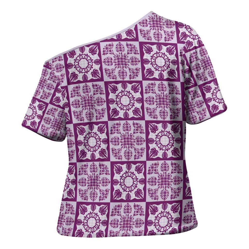 Poni Palaka Quilt Hawaii Cross Shoulder Shirt Hawaiian Tropical Monstera Sea Turtle