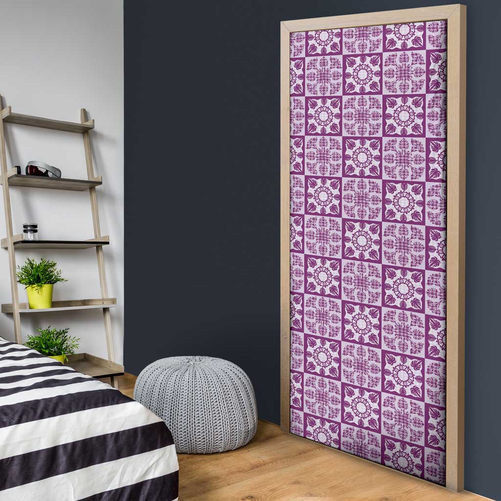 Poni Palaka Quilt Hawaii Door Cover Hawaiian Tropical Monstera Sea Turtle