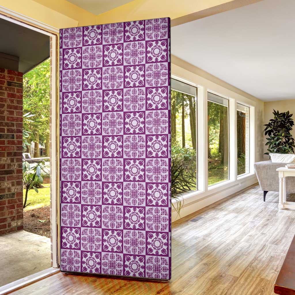 Poni Palaka Quilt Hawaii Door Cover Hawaiian Tropical Monstera Sea Turtle