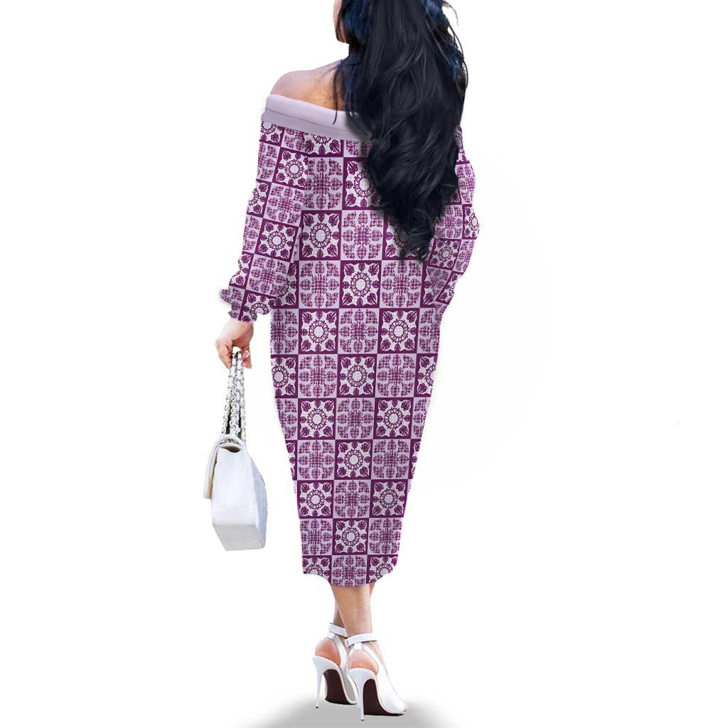 Poni Palaka Quilt Hawaii Family Matching Off The Shoulder Long Sleeve Dress and Hawaiian Shirt Hawaiian Tropical Monstera Sea Turtle