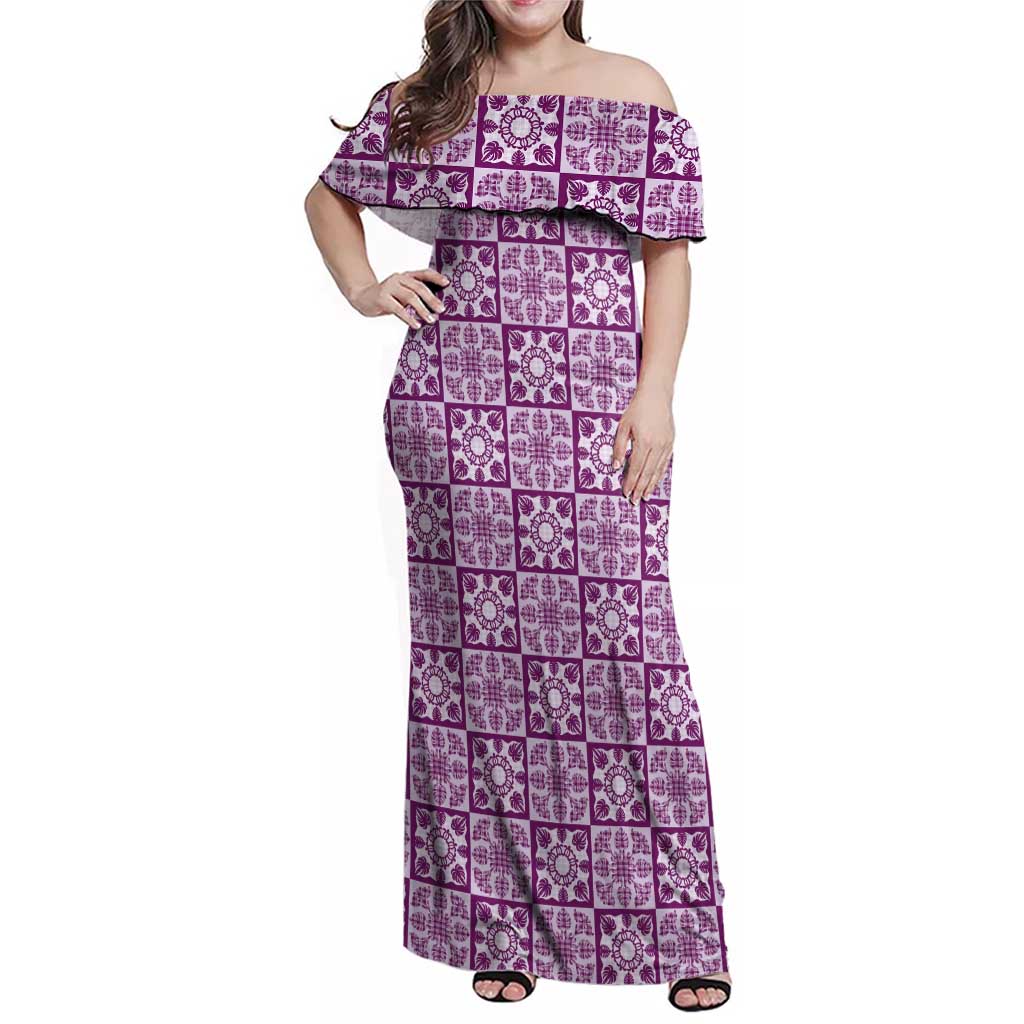 Poni Palaka Quilt Hawaii Family Matching Off Shoulder Maxi Dress and Hawaiian Shirt Hawaiian Tropical Monstera Sea Turtle