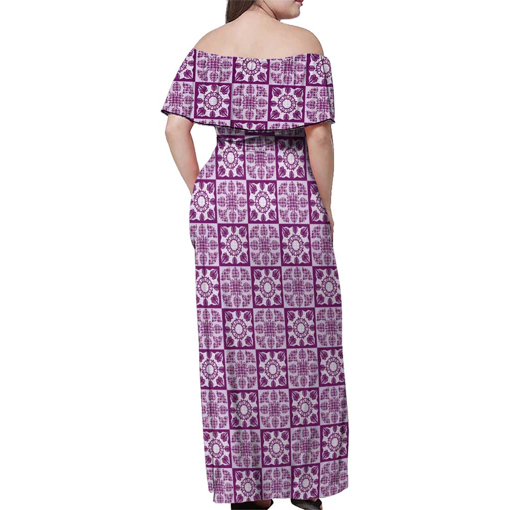 Poni Palaka Quilt Hawaii Family Matching Off Shoulder Maxi Dress and Hawaiian Shirt Hawaiian Tropical Monstera Sea Turtle