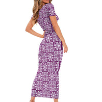 Poni Palaka Quilt Hawaii Family Matching Short Sleeve Bodycon Dress and Hawaiian Shirt Hawaiian Tropical Monstera Sea Turtle